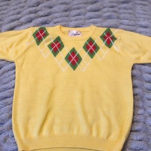 Vintage Jaclyn Smith Argyle Short Sleeve Sweater